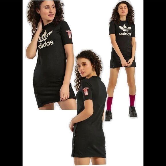 Adidas originals three stripes Cotton short sleeve Logo dress Sz XS - Picture 2 of 14